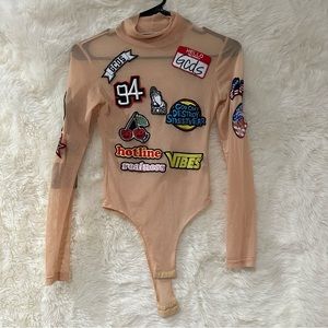 GCDS Nude Bodysuit Patchwork Small